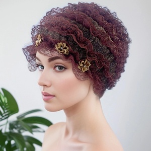 Elegante sombrero turbante de poliéster con cordón, diseño floral de encaje elástico, ajuste cómodo para fiestas festivas y quimioterapia - Product Image 2