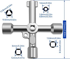 <span class=keywords><strong>Clé</strong></span> utilitaire multifonctionnelle 4-en-1, <span class=keywords><strong>clé</strong></span> universelle en acier inoxydable pour <span class=keywords><strong>compteur</strong></span> d'eau, de <span class=keywords><strong>gaz</strong></span> et vanne (<span class=keywords><strong>triangle</strong></span>, carré) - Product Image 4