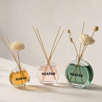 Flacon diffuseur de parfum en verre plat et rond de luxe, 50 ml, 100 ml, 150 ml, vide, avec sérigraphie personnalisée et marquage à chaud
