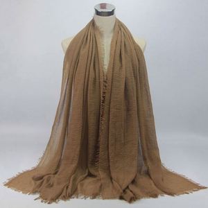 Foulard de tête 35 couleurs en stock Printemps-Été pour femme, châle pashmina, hijab, écharpe de mode en coton et polyester mélangé, vente en gros - Product Image 4