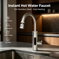 Robinet d'eau chaude électrique instantané en acier inoxydable 304, double buse rotative, chauffage rapide en 3 secondes, étanche IPX4, LED, pour extérieur et hôtel