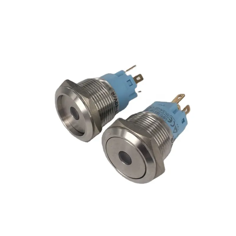 Rohs 19mm डीसी 12V/24V धातु Latching पुश बटन स्विच के साथ ब्लू एलईडी लाइट