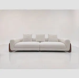 Modern fashion small apartment mobili per il tempo libero divano in legno massello white cream cloth art teddy wool circle cashmere sofa