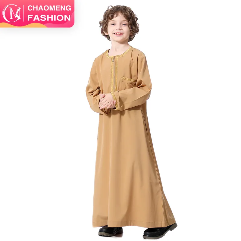 TH875#2019 Latest arabia long sleeve design islamic clothing kaftan arab kids boy robe clothes abaya