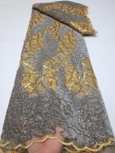 NI.AI Hot Sales LY921 French <strong>Velvet</strong> <strong>Lace</strong> Luxury Sequin <strong>Lace</strong> Rhinestone <strong>Lace</strong> Fabric for Wedding Dress - Product Image 3