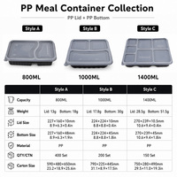 Micro-ondes Chauffable PP Plastique 7 Compartiment Rectangle Carré Déjeuner Bento Récipient Alimentaire Restauration Rapide avec Couvercle