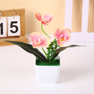 Simulación de Flores Artificiales en una Maceta Cuadrada Pequeña, 3 Orquídeas Phalaenopsis para Decoración del Hogar u Oficina, Maceta Pequeña - Product Image 3