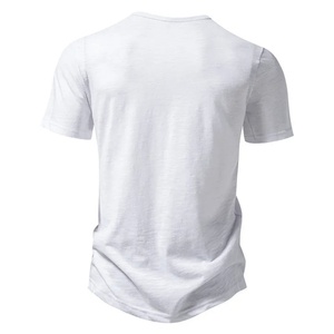Camiseta Deportiva de Verano para Hombre, Nueva, Cuello en V con Cuatro Botones, Manga Corta, Color Blanco Sólido, Hecha de Poliéster/Algodón - Product Image 2