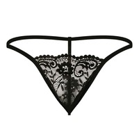 Sous-vêtements pour hommes respirants à motif floral érotique, string taille basse sans couture en tricot, avec fesses apparentes, sexy et confortables