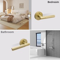 Serrure de porte magnétique silencieuse dorée avec poignée noire, installation facile, nouveau design américain pour portes de chambre et de salle de bain
