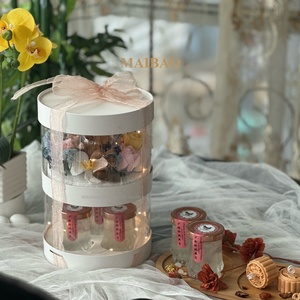 Оптовая продажа, роскошная белая картонная круглая коробка для кексов, <span class=keywords><strong>2</strong></span> /<span class=keywords><strong>3</strong></span> слоя, коробка для торта на вынос для десертной упаковки - Product Image 2