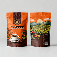 Sachets d'emballage personnalisés en plastique à fond plat carré de 250g et 500g pour café en poudre et grains, avec valve et fermeture éclair