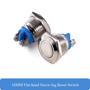 Interrupteur 1NO 3A 220V en acier inoxydable argenté de 16 mm, tête bombée/plaine, IP65, pour applications domestiques et automobiles - Product Image 2