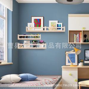<b>Wall</b> <b>Mounted</b> Solid Wood Storage Rack Natural Color Rectangle Large Capacity Living Room Display <b>Shelf</b> W3005 - Product Image 3