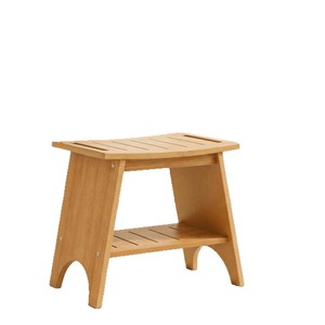 Tabouret de salle de bain en bois massif Leda avec étagère de rangement, chaise de douche d'angle, couleur rétro - Product Image 5