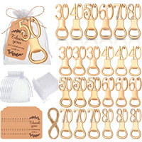 Décapsuleur en strass doré avec étiquettes pour sac cadeau, souvenir de 30e à 80e anniversaire, ouvre-bouteille, cadeau de fête, souvenir pour invités