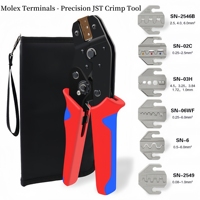 Juego de Herramientas para Crimpar Terminales con 6 Mordazas Intercambiables, Kit de Crimpadora de Trinquete JST/Molex para Conectores de Barril Abierto