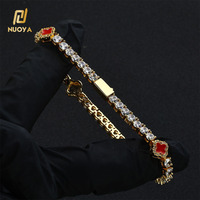Bracelet NUOYA en zircon cubique glacé, trèfle à quatre feuilles, plaqué or 18 carats, chaîne tennis en laiton, bijoux hip-hop pour hommes et femmes