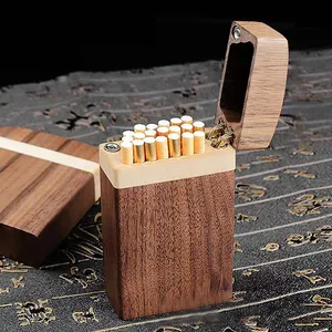Kotak penyimpanan rokok pria dan wanita, kotak rokok kayu hadiah Vintage dipersonalisasi