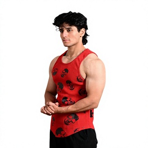 Wholesale Rate Best Premium Quality Men's Red <b>Skull</b> Print O-Neck Tank <b>Top</b> Sleeveless Vest For Casual Wear fashionable tank <b>top</b> - Product Image 6