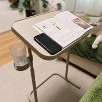 Table élévatrice d'ordinateur de petit bureau simple de chevet Table PC pliante confortable avec porte-gobelet