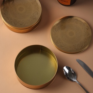 Customized Round Desserts <strong>Cake</strong> Cookie Packaging Ice Cream DIY Storage Dark Gold Pattern Food Grade Cookies <strong>Cake</strong> <strong>Tin</strong> Can - Product Image 4