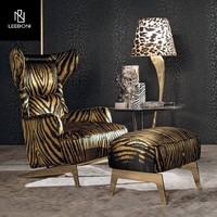 Fauteuil d'appoint en cuir à motif zèbre, style traditionnel, pour salon et chambre à coucher