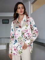Chemise à manches longues pour femme, imprimé floral, col rabattu, style européen, nouvelle collection printemps, chemisiers décontractés pour femmes