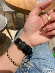 Montre mécanique automatique élégante et tendance, bracelet en cuir de veau noir, couronne incrustée de spinelle, étanche pour un usage quotidien - Product Image 5