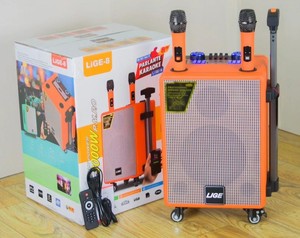 Troli bass kayu 8 inci dengan dua mikrofon, sistem audio hifi portabel, subwoofer <span class=keywords><strong>speaker</strong></span> pesta - Product Image 2