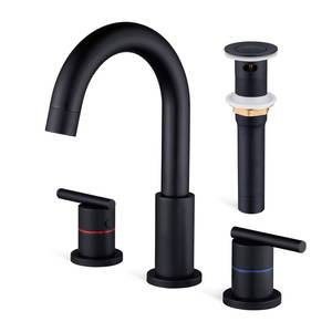 Grifo de Lavabo Cascada de Acero Inoxidable de 3 Orificios con Certificación CUPC, Color Negro - Product Image 1