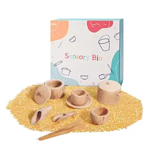 Bộ Nồi Nhà Bếp Bằng Gỗ Giả Vờ Chơi Đồ Chơi Montessori Bộ Hoạt Động Thùng Cảm Giác Dụng Cụ Thùng Cảm Giác Bằng Gỗ Cho Trẻ Tập Đi