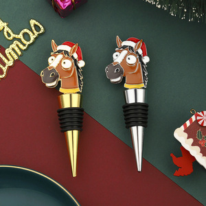 Christmas Horse Wine <b>Stopper</b> Gold And Silver Zinc Alloy Bottle Seal For Holiday Gift - Product Image 2