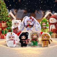 Porte-clés en peluche PVC de Noël, boîte mystère, pendentif Kawaii pour les fêtes (chat, cerf, bonhomme de neige), parfumé, 6+1 styles, cadeau surprise
