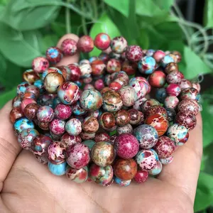 Cuentas Redondas de Jaspe Natural de Sedimento Marino, Color Rojo Imperial, Modelo F19217, para Fabricación de Joyería, Collar Hecho a Mano, 6/8mm, KUOYU - Product Image 4