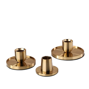 Luxury Gold Finished Taper <b>Candle</b> Holder Brass Candlestick Holders Vintage Small Low Metal <b>Candles</b> <b>Sticks</b> For Home Decore - Product Image 6