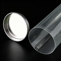 Tube d'emballage cylindrique en PVC transparent imprimé pour houppette, boîte de rangement beauté en forme de gourde/goutte d'eau avec bouchon à clapet, couleur personnalisée CMYK/UV