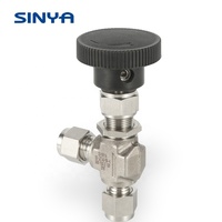 Mini 316 En acier inoxydable 1/4 "SS316 Panneau De Montage Forgé Intégral Compression Type D'angle à Double Virole Vanne À Pointeau