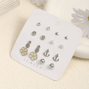 One Set Stud Earrings for Women Simple Geometric <b>Small</b> Earrings <b>Wedding</b> Bridal Jewelry - Product Image 3