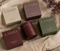 Bougie parfumée en cire de soja LANJO avec logo personnalisé, en pot, pour l'aromathérapie, la décoration et les cadeaux.