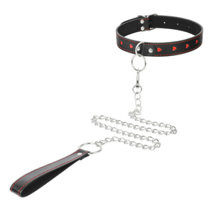 Collier SM en forme de cœur pour adultes avec laisse, collier en PU taquin, adapté à la retenue d'équipement pour femmes - Product Image 1