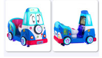 Machine de jeu vidéo pour enfants à 2 places, à monnayeur, en fibre de verre, avec éclairage, pour intérieur, équipement d'amusement pour enfants, vente