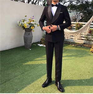 <span class=keywords><strong>Abito</strong></span> da <span class=keywords><strong>uomo</strong></span> coreano casual elegante per banchetti, <span class=keywords><strong>giovanile</strong></span>, alla moda, di lusso leggero, con collo a scialle, traspirante per adulti - Product Image 5