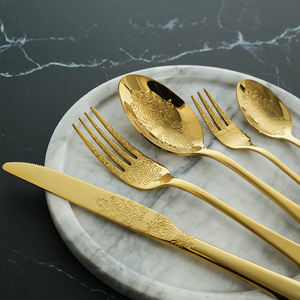 Glod Ensemble de Couverts de Luxe en Acier Inoxydable Design Pleine Fleur Vaisselle Ustensiles de Cuisine Élégants Couverts Exquises pour les Fêtes - Product Image 6