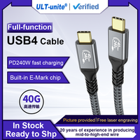 Câble de données USB Type-C ULT-unite USB4 240W 5A à charge rapide 40 Gbps avec connecteur plaqué or et puce E-marker, entièrement fonctionnel