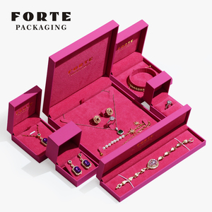 Forte tùy chỉnh giả da giấy đồ trang sức bao bì vòng Vòng cổ hộp nhung Gói Bán buôn hộp đồ trang sức với logo - Product Image 4