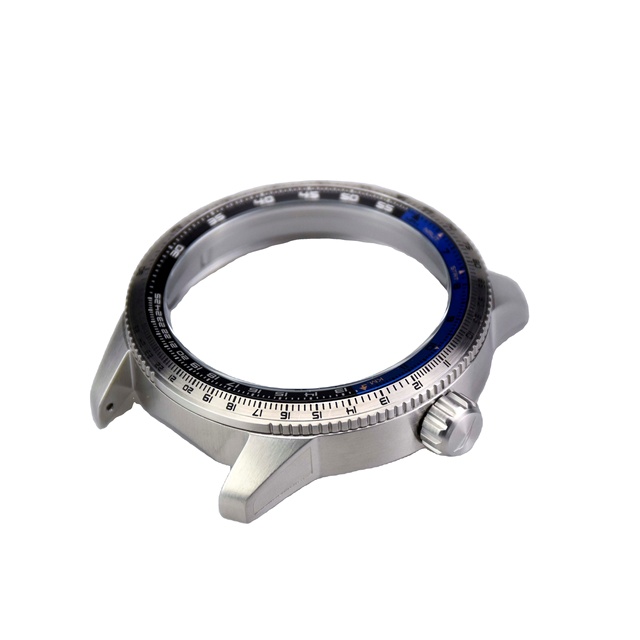 PVD Two Tone Rotating Bezel Custom Made Logo Slot Screen Suit 46mm 53mm Stainless Steel Watch Case Open