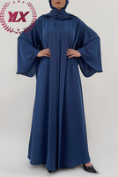 Couleur unie Kaftan islamique robe arabe vêtements femmes marocaines robe musulmane Bule crêpe turc tunique Dubai robe Abaya