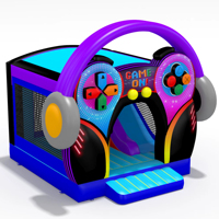 Château gonflable géant pour enfants avec obstacles et casque audio intégré – Idéal pour les fêtes résidentielles et les jeux en gros