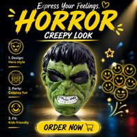Masque de fête d'Halloween pour adultes - Masque intégral en plastique avec fonction lumineuse